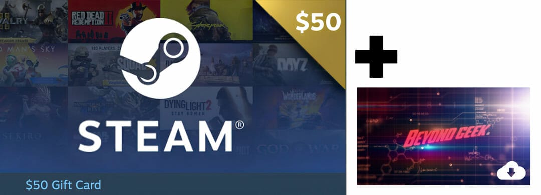 A steam gift card with an image of a steam game.