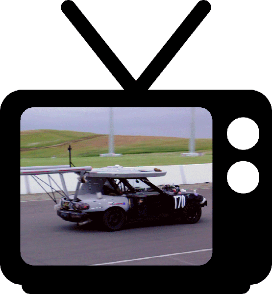 A tv with a car on it.