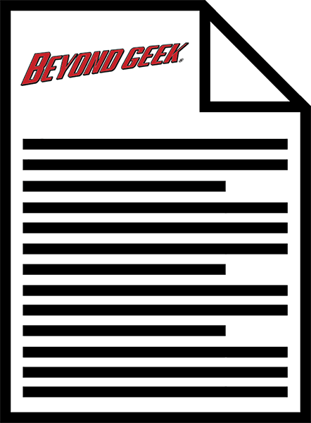 A document with the words beyond geek on it.