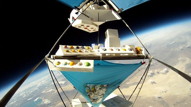 High Rack holding PongSats 100,000 feet above Earth